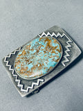 Authentic Very Rare Native American Navajo Tommy Jackson Turquoise Sterling Silver Buckle-Nativo Arts