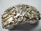 Detailed Al Chee Vintage Native American Navajo Soaring Eagle Sterling Silver Gold Bracelet-Nativo Arts