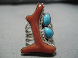 Fabulous Vintage Zuni Native American Easter Blue Turquoise Sterling Silver Ring-Nativo Arts
