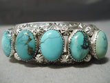 Heavy Thick Native American Navajo Domed Spiderweb Turquoise Sterling Silver Bracelet-Nativo Arts