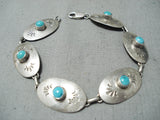 Nez Vintage Native American Navajo Sleeping Beauty Turquoise Sterling Silver Bracelet-Nativo Arts