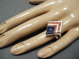 Native American Detailed American Flag Navajo Lapis Sterling Silver Ring-Nativo Arts