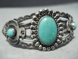 Early 1900's Vintage Native American Navajo Cerrillos Turquoise Sterling Silver Bracelet Old-Nativo Arts