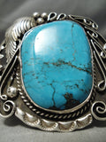 Huge Vintage Native American Navajo Blue Diamond Turquoise Sterling Silver Bracelet Old-Nativo Arts