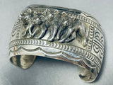 Pack Of Wolves Detailed Native American Navajo Sterling Silver Bracelet-Nativo Arts