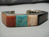 One Of Best Vintage Native American Navajo Jim Harrison Turquoise Inlay Sterling Silver Bracelet-Nativo Arts