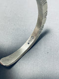Heavy Thicker Vintage Native American Navajo Hand Etched Sterling Silver Bracelet Cuff-Nativo Arts