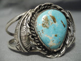 Rare High Grade Easter Blue Turquoise Vintage Native American Navajo Sterling Silver Bracelet-Nativo Arts