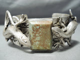 Detailed Gecko Native American Navajo Royston Turquoise Sterling Silver Gekkos Bracelet-Nativo Arts