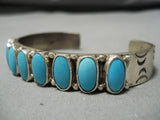 Incredible Vintage Native American Zuni Easter Blue Turquoise Sterling Silver Bracelet-Nativo Arts