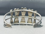 Native American One Of Most Unique Vintage Navajo Yellow Shell Inlay Sterling Silver Bracelet-Nativo Arts