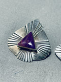 Beautiful Vintage Native American Navajo Sugulite Sterling Silver Earrings-Nativo Arts