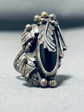 One Of A Kind Vintage Native American Navajo Black Onyx Sterling Silver Ring-Nativo Arts