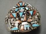 One Of Biggest Best Vintage Native American Navajo Turquoise Kachina Sterling Silver Bracelet-Nativo Arts
