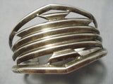 Incredible Vintage Native American Navajo Nolan James Sterling Silver Bracelet Cuff-Nativo Arts