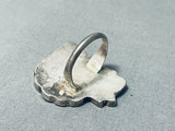 Native American One Of Most Detailed Vintage Navajo Turquoise Inlay Chief Sterling Silver Ring-Nativo Arts
