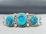 Expressive Vintage Native American Navajo Morenci Turquoise Sterling Silver Bracelet-Nativo Arts