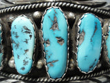 Impressive Vintage Native American Navajo Morenci Turquoise Sterling Silver Bracelet Old-Nativo Arts