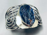 Very Unique Hand Carved Owl Lolite Sterling Silver Signed Bracelet-Nativo Arts