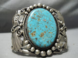 Heavy Vintage Native American Navajo Old Morenci Turquoise Sterling Silver Bracelet Cuff-Nativo Arts