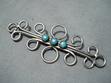 Spectacular Vintage Navajo Native American Turquoise Sterling Silver Pin Old-Nativo Arts