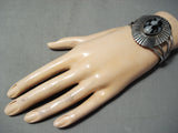 Rare Vintage Native American Navajo Agate Sterling Silver Bursting Bracelet Old-Nativo Arts