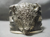 Heavy Huge Buffalo Native American Sterling Silver Bracelet Cuff-Nativo Arts