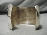 Very Wide!! Vintage Native American Navajo Hand Hammered Sterling Silver Overlay Bracelet-Nativo Arts
