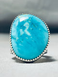 Tremendous Native American Navajo Kingman Turquoise Sterling Silver Ring-Nativo Arts