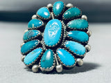 Beautiful Vintage Native American Navajo Blue Gem Cluster Sterling Silver Enormous Ring-Nativo Arts