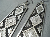 Breathtaking Vintage Navajo Sterling Silver Dangle Earrings Native American Old-Nativo Arts