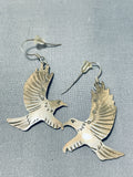 Noteworthy Vintage Native American Navajo Sterling Silver Eagle Earrings-Nativo Arts