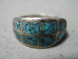 Wonderful Vintage Native American Navajo Spiderweb Turquoise Sterling Silver Ring Old-Nativo Arts