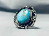 Wonderful Vintage Native American Navajo #8 Turquoise Mine Sterling Silver Ring-Nativo Arts