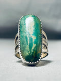 Fascinating Native American Navajo Damale Turquoise Sterling Silver Ring Signed-Nativo Arts