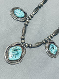 Robby Platero Vintage Native American Navajo Pilot Mountain Turquoise Sterling Silver Necklace-Nativo Arts