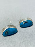 Amazing Vintage Native American Navajo Turquoise Nugget Sterling Silver Earrings-Nativo Arts
