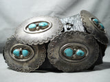 Heavy Thick Old Vintage Native American Navajo Turquoise Sterling Silver Concho Belt Old-Nativo Arts