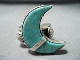 Marvelous Navajo Turquoise Moon Sterling Silver Ring Native American-Nativo Arts