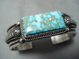 Albert Jake Vintage Native American Navajo Kingman High Grade Turquoise Sterling Silver Bracelet-Nativo Arts