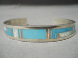 Exceptional Vintage Native American Zuni Thicker Navajo Turquoise Sterling Silver Bracelet-Nativo Arts