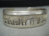 Superb Vintage Native American Navajo Sterling Silver Storyteller Braceleet Signed-Nativo Arts