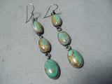 Dynamic Vintage Native American Navajo Royston Turquoise Sterling Silver Earrings Old-Nativo Arts
