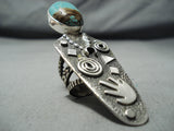 Unique San Felipe Native American 8 Turquoise Sterling Silver Ring-Nativo Arts