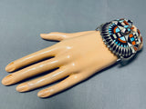 One Of The Best Ever Native American Zuni Museum Turquoise Inlay Sterling Silver Bracelet-Nativo Arts