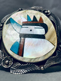 Heavy 100 Gram Vintage Native American Zuni Turquoise Sterling Silver Dancer Bracelet-Nativo Arts