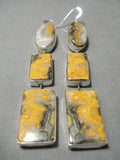 Best Native American Bumble Bee Jasper Sterling Silver Earrings Long-Nativo Arts