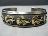 Native American One Of The Most Unique Gold Bear Thomas Singer Sterling Silver Bracelet-Nativo Arts