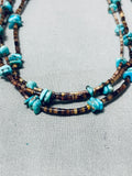 Native American Marvelous Vintage Santo Domingo Turquoise Heishi Triple Strand Necklace-Nativo Arts