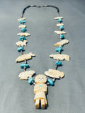 One Of The Most Intricately Hand Carved Vintage Native American Zuni Turquoise Necklace-Nativo Arts